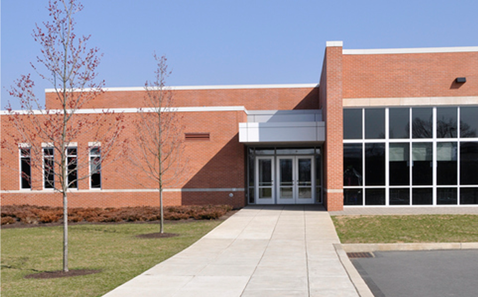 Modern brick school building exterior